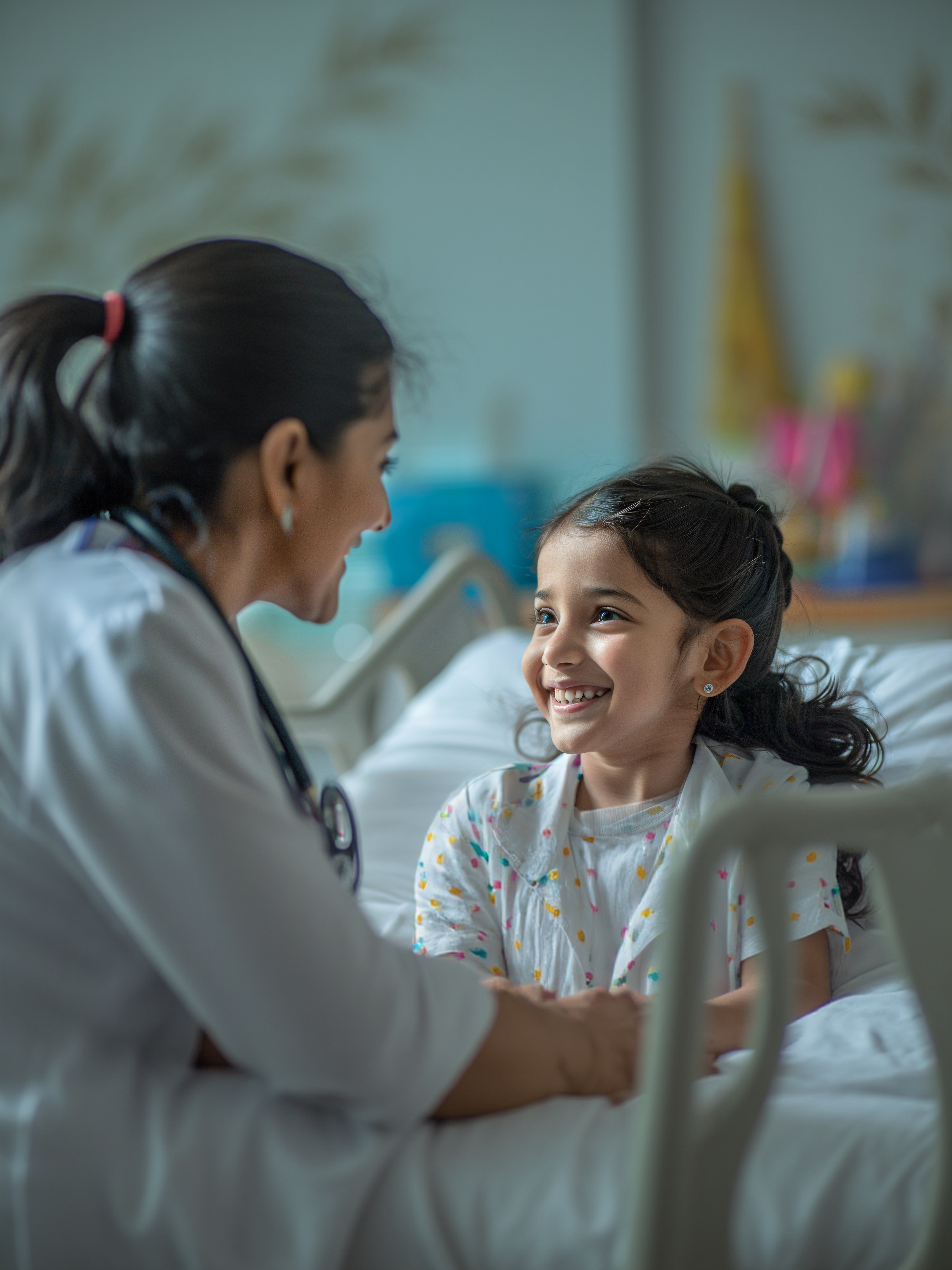 Portrait of a female pediatrician consulting a child